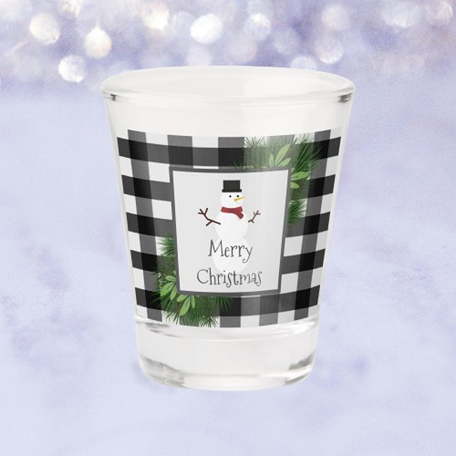 Snowman Buffalo Kariert Shotglas Schnapsglas (Snowman Buffalo Plaid Shot Glass)