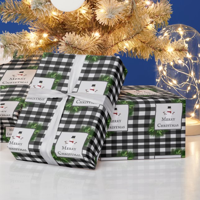 Snowman Buffalo Kariert Wrapping Paper Geschenkpapier (Feiertage)