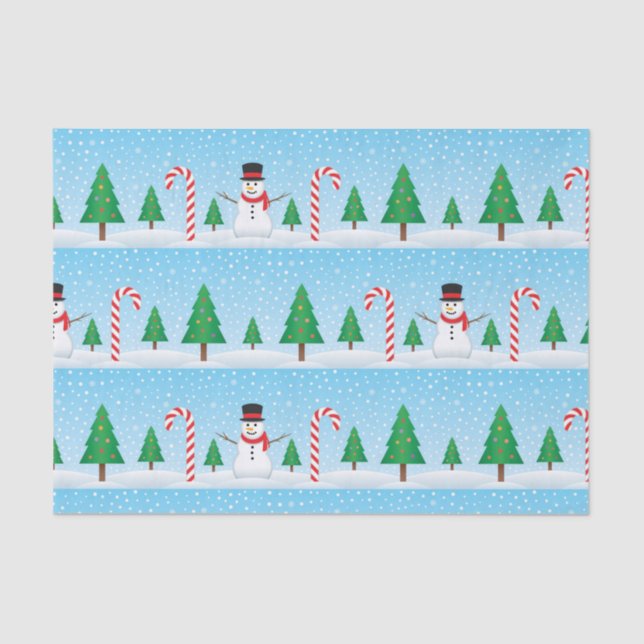 Snowman & Candy Cane Winter Wonderland Seidenpapier (Vorderseite)