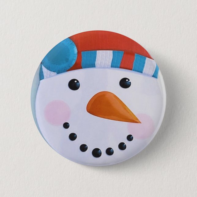 Snowman Carrot Nose Winter Weihnachten Button (Vorderseite)
