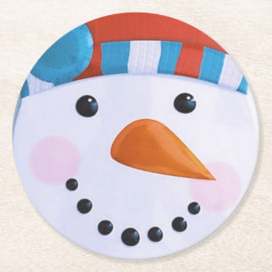 Snowman Carrot Nose Winter Weihnachten Runder Pappuntersetzer