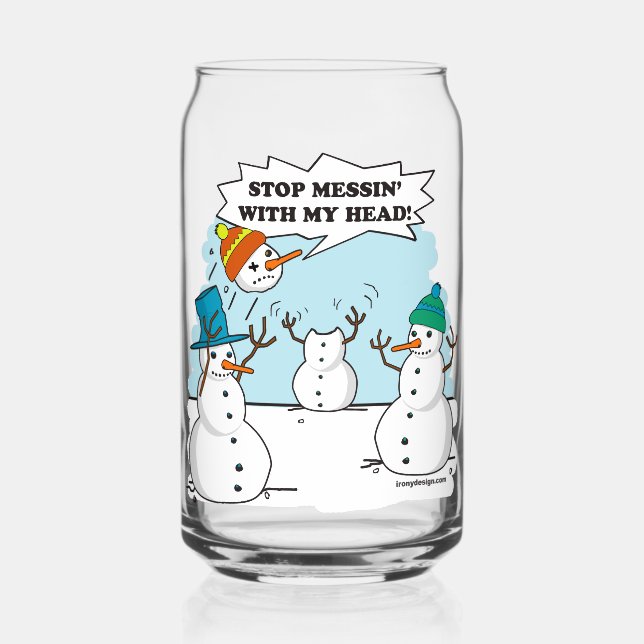 Snowman Cartoon Funny Zeichne Dosenglas (Vorderseite)
