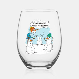 Snowman Cartoon Funny Zeichne Weinglas Ohne Stiel