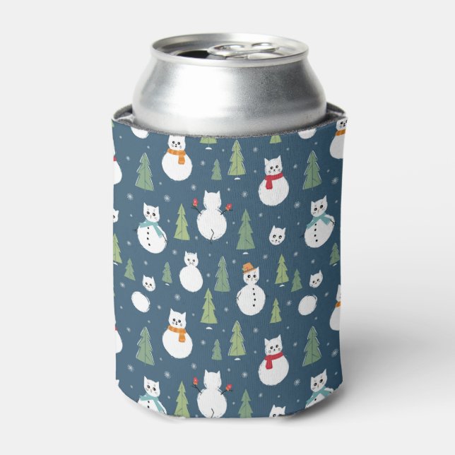 Snowman Cats Holiday Pattern Dosenkühler (Kanne Vorderseite)