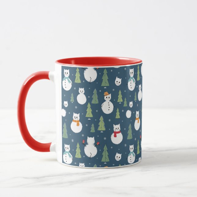 Snowman Cats Holiday Pattern Tasse (Links)