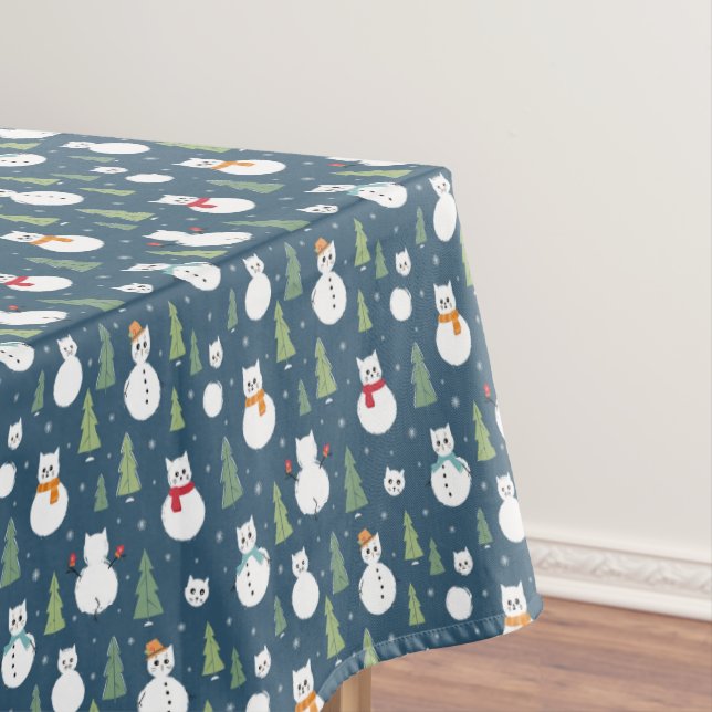 Snowman Cats Holiday Pattern Tischdecke (Beispiel)