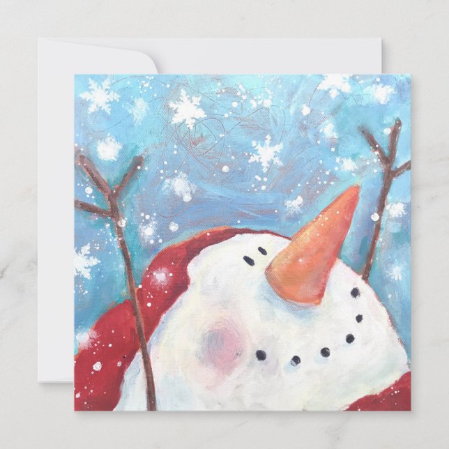 Snowman Celebration Holiday Card Feiertagskarte (Vorderseite)