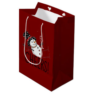 Snowman Chef Wein Weihnachten Weihnachten Weihnach Mittlere Geschenktüte