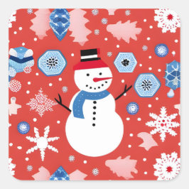 Snowman Chillin' Quadratischer Aufkleber