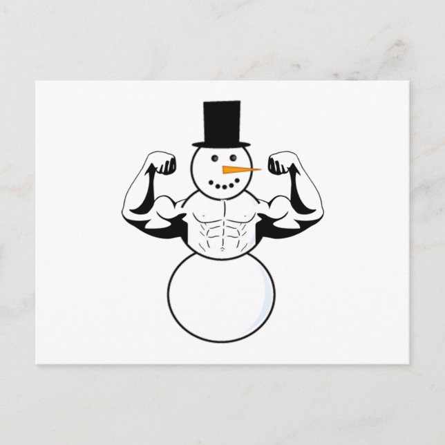 Snowman Christmas Card Bodybuilder Fitness Postkarte (Vorderseite)