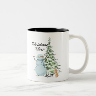 Snowman Christmas Cheer Winter Wonderland Zweifarbige Tasse
