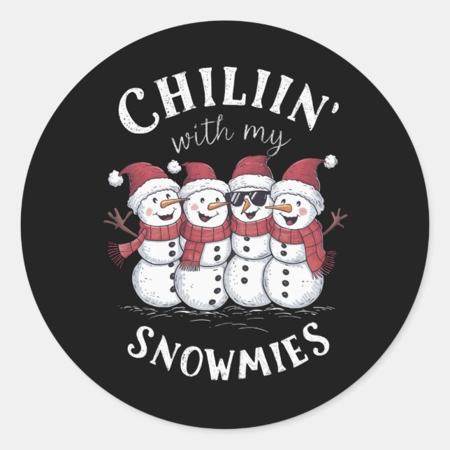 Snowman Christmas Chillin mit meinen Snowmies-Gesc Runder Aufkleber (Vorderseite)