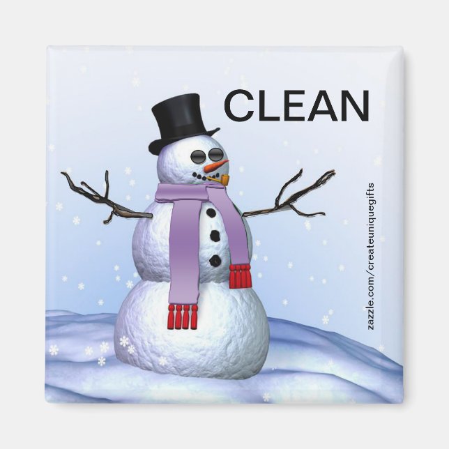 Snowman Christmas Clean Dirty Geschirrspüler Magne Magnet (Vorne)