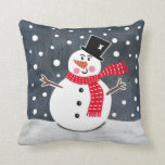 Snowman Christmas Cushion Kopfkissen Kissen<br><div class="desc">Diese Schneeszene ist aus einer Collage von Helen McCartney Designs gedruckt.</div>