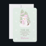 Snowman Christmas Danke, dass Sie eingeladen haben Einladung<br><div class="desc">Snowman Christmas Celebrate your child's winter birthday with this cute and snowman wearing a pastel pink knitted hat and scarf. This theme is ideal for your little one’s winter birthday or kid’s Christmas party. Design is completely customizable. Check out the coordinating stationery and ohrs.</div>