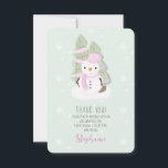 Snowman Christmas Danke, dass Sie eingeladen haben Einladung<br><div class="desc">Snowman Christmas Celebrate your child's winter birthday with this cute and snowman wearing a pastel pink knitted hat and scarf. This theme is ideal for your little one’s winter birthday or kid’s Christmas party. Design is completely customizable. Check out the coordinating stationery and ohrs.</div>
