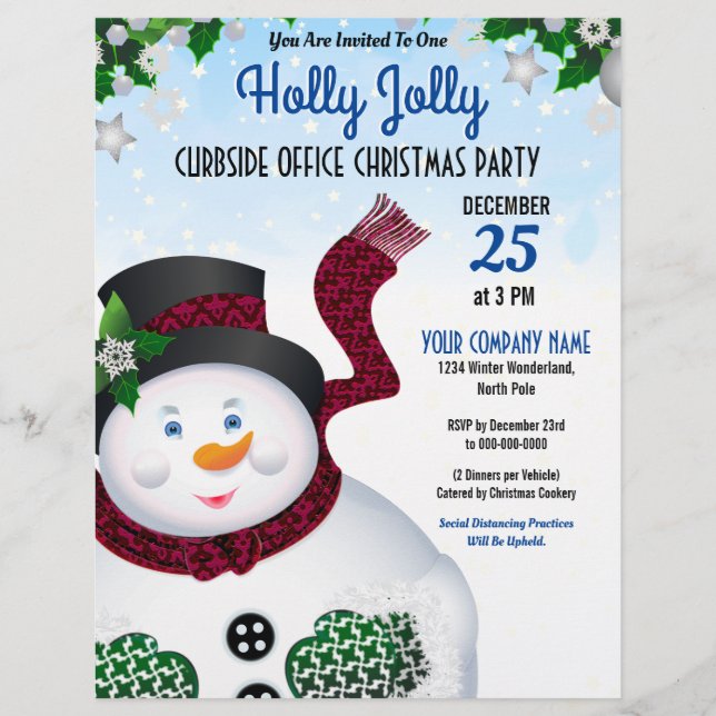 Snowman Christmas Drive Thru Holiday Party Flyer (Vorne)