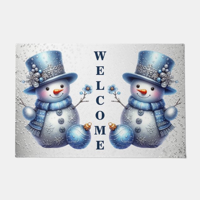 Snowman Christmas Elegante Winterferien Fußmatte (Vorderseite)