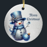 Snowman Christmas Elegante Winterferien Keramik Ornament<br><div class="desc">Snowman Weihnachten Eleganter Winterurlaub Keramik Ornament. Einzigartiges,  schönes,  stilvolles Design. Leicht personalisiert zu sein. Schriftart Stil,  Größe und Farben können geändert werden. Matching-Elemente sind verfügbar.</div>