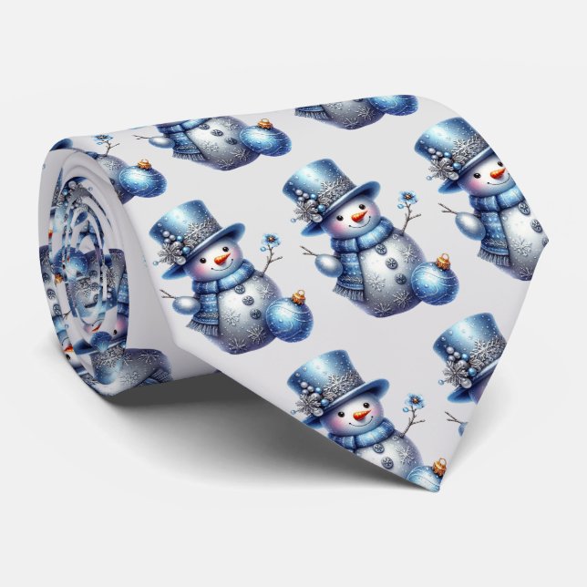 Snowman Christmas Elegante Winterferien Krawatte (Gerollt)