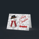 Snowman Christmas Gruß - Grandson Feiertagskarte<br><div class="desc">Niedlich in und außerhalb des Schneemanns Weihnachten Gruß für diesen besonderen Enkel</div>