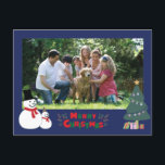 Snowman Christmas Grußurlaub Postkarte<br><div class="desc">Das herzerwärmende Design ist Weihnachtsfreudigkeit zu feiern. Schick das Glück zu den Leuten, die dir Liebe und kümmert sich um diese herrliche Weihnachtsfeiertagskarte. Sie können das überdachte Foto in Ihr Foto ändern. Ein schönes Foto Ihrer Familie bringt Ihre Freunde oder Familie nah zu Ihnen. Sie können auch "Name" und "Nachricht"...</div>