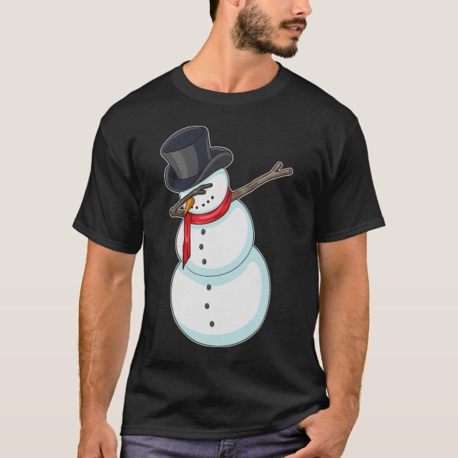 Snowman Christmas Hip Hop Dance Dab T-Shirt (Vorderseite)