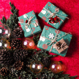 Snowman & Christmas Icons Pattern- Playful Holiday Geschenkpapier Set