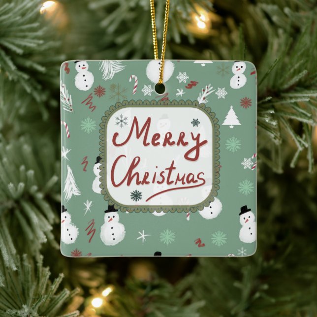 Snowman Christmas Keramikornament (Baum)