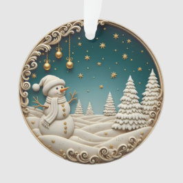 Snowman Christmas Ornament 2025 – Classic Carved