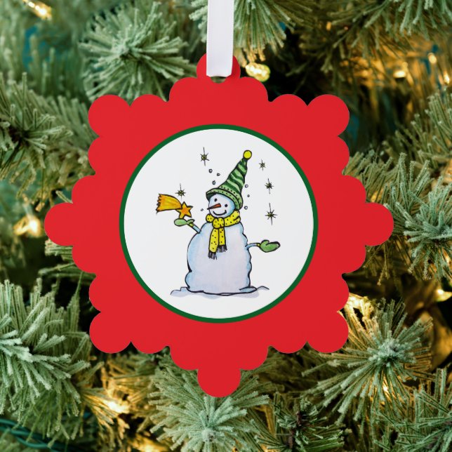 snowman christmas ornament with broom and stars (Insitu (Baum))