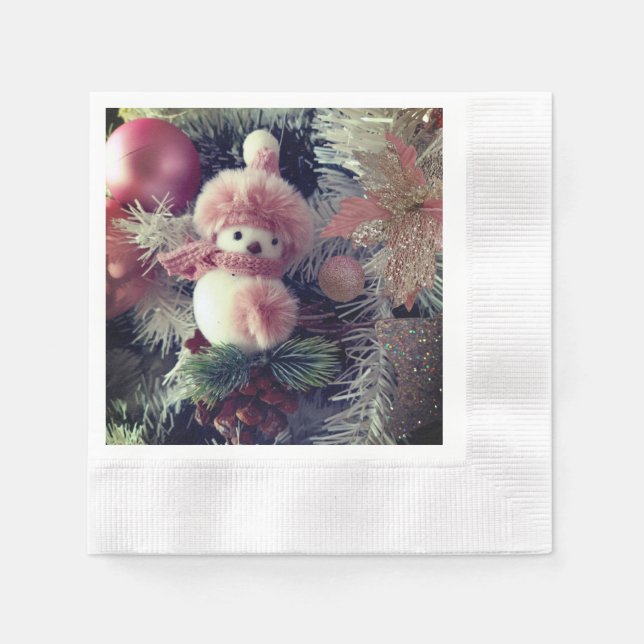 Snowman Christmas Paper Napkin Serviette (Vorderseite)