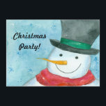 Snowman Christmas Party Einladung Wasserfarben Kun<br><div class="desc">Eine lustige festliche Weihnachtsschneemobil-Party Einladung in Aquarell gemalt! Farbenfrohe Einladung,  Freunde und Familie für die Ferienzeit zu treffen!</div>
