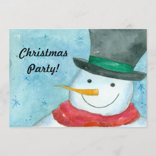 Snowman Christmas Party Invitation aquarelle Art