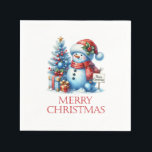 Snowman Christmas Party Napkins Serviette<br><div class="desc">Snowman Weihnachts-Party Servietten.</div>