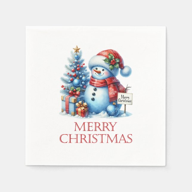 Snowman Christmas Party Napkins Serviette (Vorderseite)
