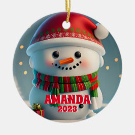 Snowman Christmas Personalisiert Kids Foto Keramik Ornament