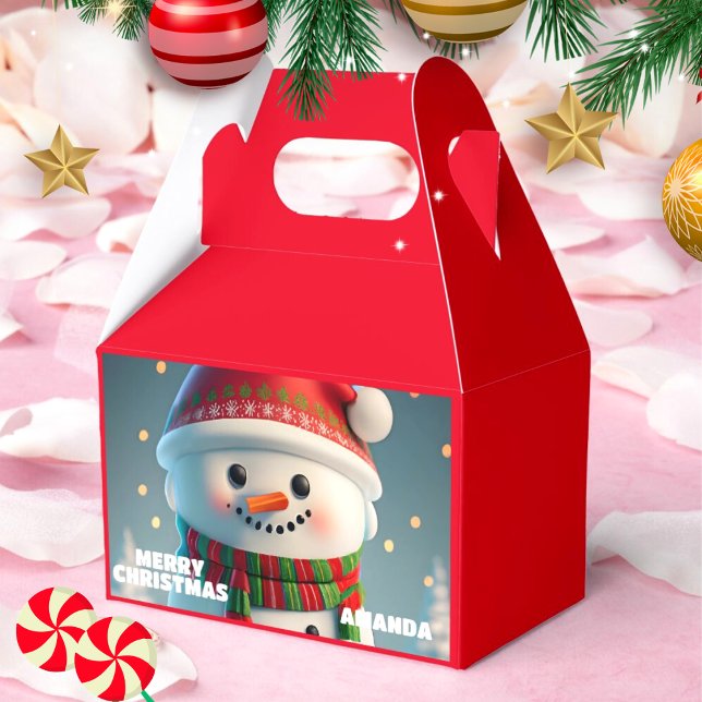 Snowman Christmas Personalisiert Kids Party Red Geschenkschachtel (Von Creator hochgeladen)