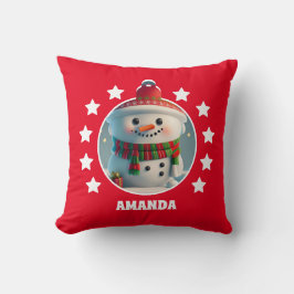 Snowman Christmas Personalisiert Kids Red Kissen