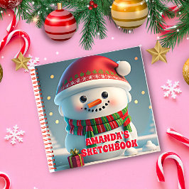 Snowman Christmas Personalisiert Kids Sketchbook Notizbuch