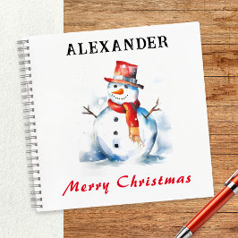 Snowman Christmas Picture Festival Holiday Kids Notizbuch