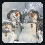 Snowman Christmas Quadratischer Aufkleber<br><div class="desc">Snowman</div>