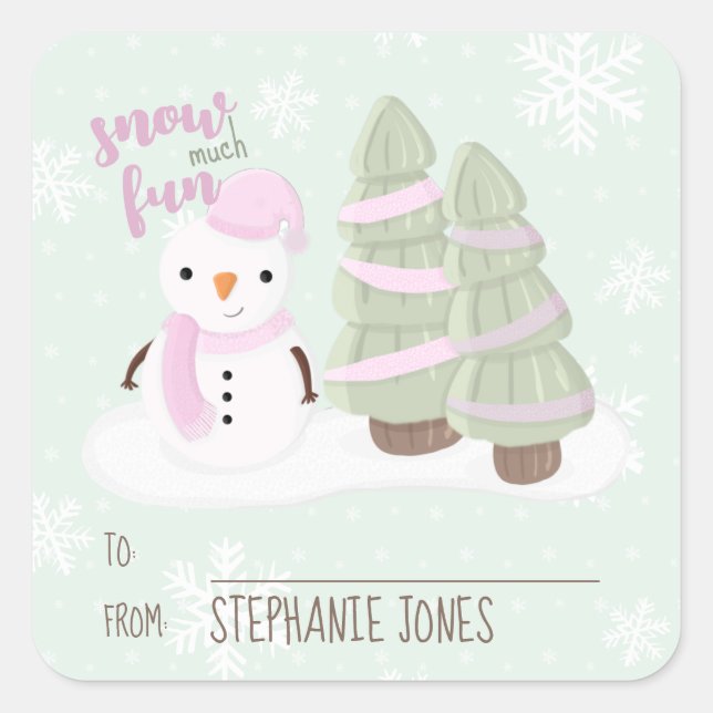 Snowman Christmas Quadratischer Aufkleber (Vorderseite)