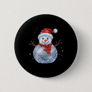 Snowman Christmas Retro Weihnachtsmannmütze Disco Button