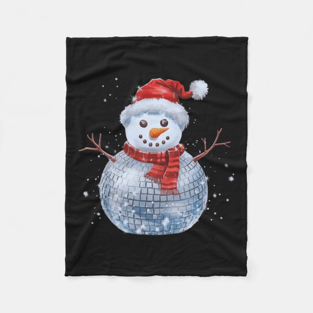 Snowman Christmas Retro Weihnachtsmannmütze Disco Fleecedecke (Vorderseite)