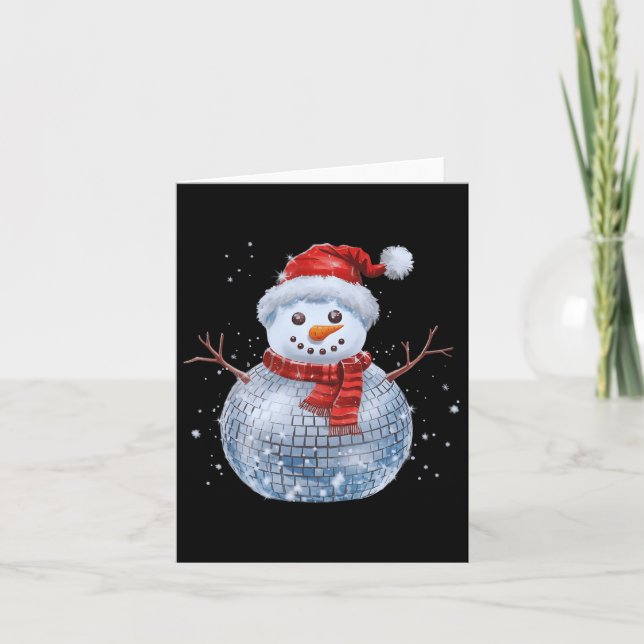 Snowman Christmas Retro Weihnachtsmannmütze Disco Karte (Vorderseite)