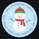 Snowman Christmas Return Address - Runde Runder Aufkleber<br><div class="desc">Fügen Sie die fertige Touch mit diesem niedlichen Rücksendelabel zu Ihrer Urlaubspost hinzu.</div>