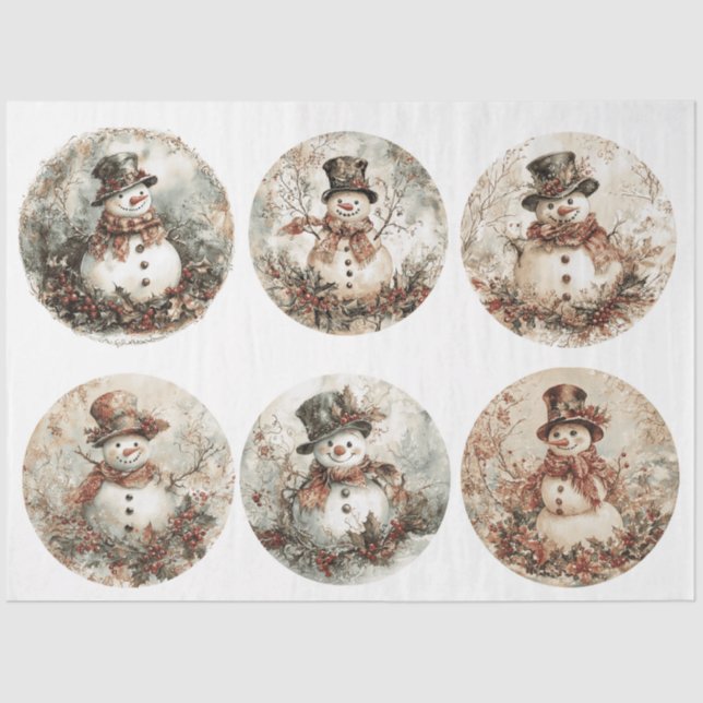 Snowman Christmas Rounds Seidenpapier (Vorderseite)