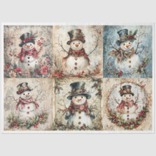 Snowman Christmas Squares Seidenpapier