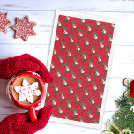Snowman Christmas Stocking Tiled Pattern Serviette<br><div class="desc">This Christmas holiday napkin design feature a tiled photograph of a red and green stocking with an adorable snowman dressed in a seasonal pläd scarf and hat set over a red background. Click customize to add text in a typeface style, color and size you prefer. Design is also available in...</div>